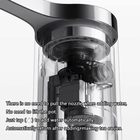 Detailed view of the Sleek 850Ml Electric Brewing Kettle With Quick Boil Tech And Smart Auto Pour for easy water addition.