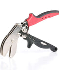 Offset Five Blade Duct Crimper For Tight Quarters And Overhead Runs One And Five Eighths Inch Double Crimp HVAC Duct Tool side view