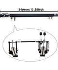 Heavy Duty Double Kick Drum Pedal Drive Shaft Steel Bass Drum Linkage Connector for Gig Ready Drum Kits, 340mm length, matte black.