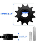 Dimensions of Beefed-Up 12 Tooth 420 Chain Sprocket Kit With Five Eighths Inch Bore And Sixteenth Inch Keyway for CVT Mini Bike Go Kart