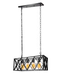 Dope Industrial Kitchen Island Pendant Light Fixture With E26 Base 4 Light Black Metal Pendant Rectangular Vintage Design Rustic Farmhouse Ceiling Light For Kitchen And Dining Room.