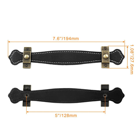 4 Pack Black PU Leather Drawer Pulls 7.6 Inch Vintage Leather Cabinet Handles With Mounting Screws For Cabinets, Dressers, And Suitcases