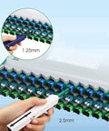 White fiber optic connector cleaner pen set for 2.5mm and 1.25mm plugs; inset shows 1.25mm tip.