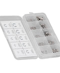 E Clip Kit 120Pcs 304 Stainless Steel Retaining Ring Set With Storage Box, detailed view of assortment in organizer compartments