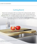 Beefy 15 Inch Stainless Steel Undermount Bar Sink 16 Gauge Wet Bar Style with wood cutting board accessory on counter