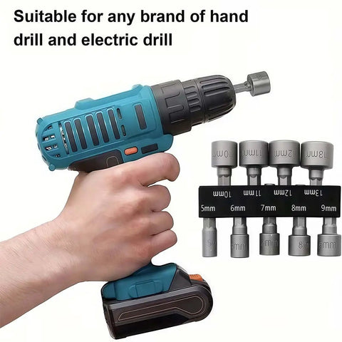 14 Piece Hex Shank Nut Driver And Drill Socket Set With One Quarter Inch Impact Nut Driver Sockets Metric And SAE Socket Kit