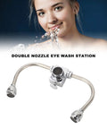 Double Nozzle Eyewash Station Faucet Mounted for Lab Factory and Office Sinks, 304 Stainless Steel Emergency Eye Wash with 360 Degree Heads