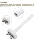 2 Pack K Type Ceramic Kiln Thermocouple Probes 4 Inch Long 2x100mm For Muffle Furnace Oven High Temp 0 To 1100C Temperature Sensor Replacement Kit For Accurate Temperature Control In Home Workshops showing probe with ceramic sheath and connectors