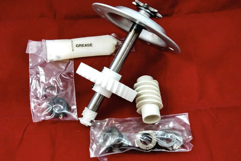 Replacement Gear Sprocket Kit For 1/3 To 1/2 HP Chain Drive Garage Door Openers, showing components on a red background.