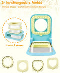 Chichaus 3-in-1 Uncrustable Sandwich Maker For Kids BPA Free with interchangeable molds for heart, circle, and square shapes.