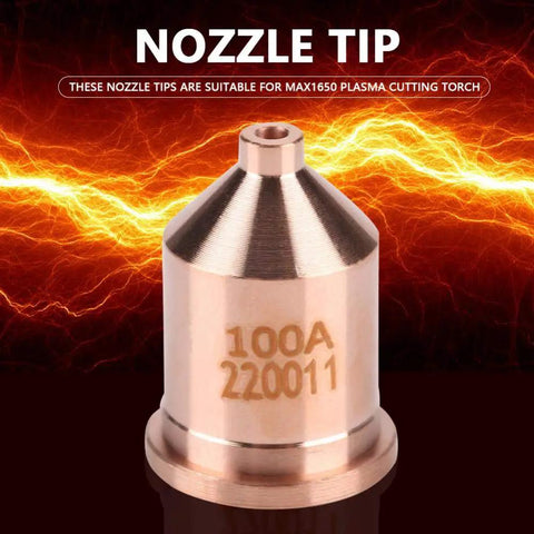 Five Piece Plasma Cutter Nozzle Tips Kit For MAX1650 Pro Grade Copper Construction For Strong Conductivity