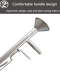 Close-up of Seed Sower And Fertilizer Applicator For Gardens, Handy Manual Seeder And Vegetable Planter, ergonomic steel handle design.