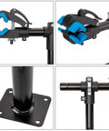 Heavy Duty Bicycle Repair Stand With Bench Mount Adjustable Clamp And Wide Compatibility For Road And Mountain Bikes Sturdy Steel Construction Easy Setup Ideal For Home Mechanic Repairs And Routine Maintenance, close-up of clamp and base details