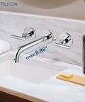 Wall Mounted Widespread Bathroom Sink Faucet With 2 Levers And A 360 Swivel Spout 3 Holes Chrome Finish Solid Brass Construction