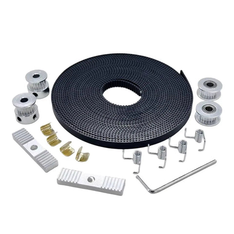 Universal 6MM Motorcycle Timing Belt Replacement Kit For DIY Repair Featuring Durable Rubber Drive Belts To Prevent Slipping And Ensure High Mileage Reliability Without Breaking The Bank On Factory Prices; black 6mm belt with pulleys