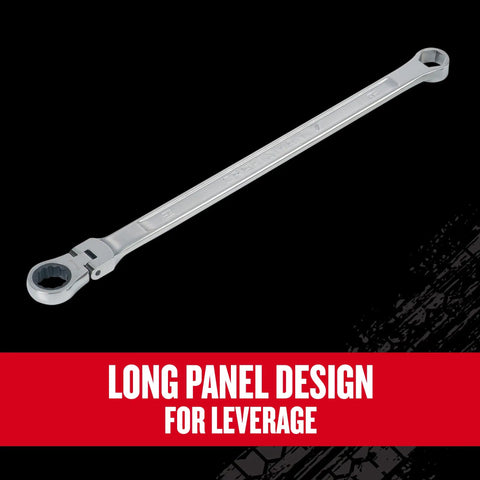 V Series Metric Ratchet Wrench Set 7 Piece With Flexible Head And 180 Degree Articulation Long Panel Design