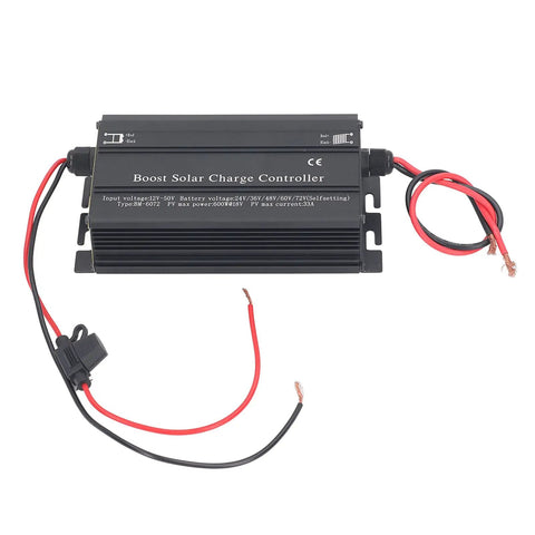 Heavy Duty Mppt Solar Charge Controller With Four Digit Display And High Efficiency Boost Technology For Rv Camper Van And Off Grid Power Zero Sweat Setup with visible wiring.