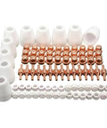 Ultimate 85 Pc Plasma Cutter Consumables Kit For Pt31 Lg40 Torch Cta And CT416 CT518D 40 Amp Machines with white ceramic and copper components