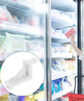 Person using 8 Pack Plastic Refrigerator Shelf Clips For Freezer And Fridge, Easy Install, Sturdy White Shelf Brackets for storage