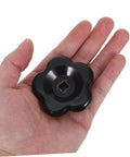 2-Pack Black Bakelite Valve Handwheel Knobs With 60mm Butterfly Handles in hand, 8x8mm stem replacement for faucets
