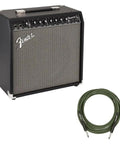 Champion 50 II Guitar Amplifier Bundle With 13 Foot Joe Strummer Instrument Cable Straight Drab Green, 50 Watt 12 Inch Speaker