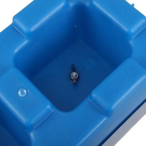 Close-up of blue Hollow Brick Molds For Concrete Reusable Plastic Paver Mold with internal cavity seen from above