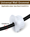 White universal wall grommet with black cable, part of 4 Pack 1 Inch Wall Cable Pass Through Grommets, Plastic Feed Through Bushings