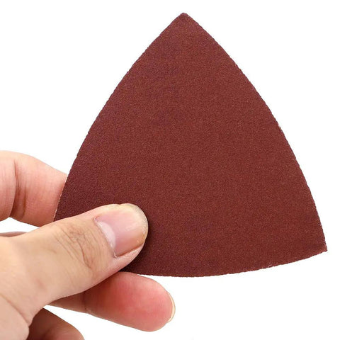 Triangle Sanding Pads 100 Pack For 3-1/8 Inch Oscillating Multi Tool Hook And Loop Sandpaper Set For Woodworking Pro Grade Grits 40 60 80 120 180 240 80mm Triangular Pads With Durable Alumina Abrasive