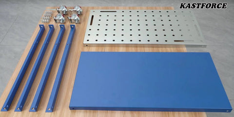 Components of Rust Free Welding Table 36 By 18 Inches Beefed Up Universal Work Cart with Five Eighth Inch Hole Pattern Thirteen Gauge Top