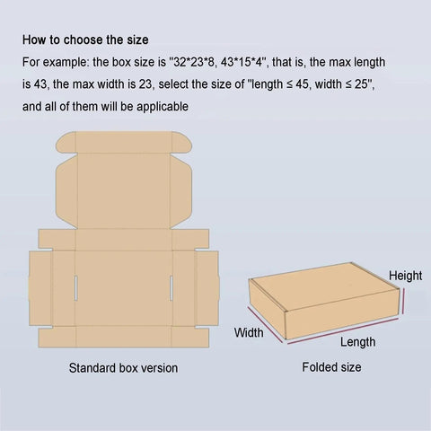 Manual Box Folding Tool With Adjustable Size Folding Fixture For Shipping Boxes, A Real Packaging Game Changer That Is Easy To Use, Built With Durable Aircraft-Grade Aluminum Frame And Fiber Reinforced Polymer Parts, For Various Industries. Size guide for folding boxes