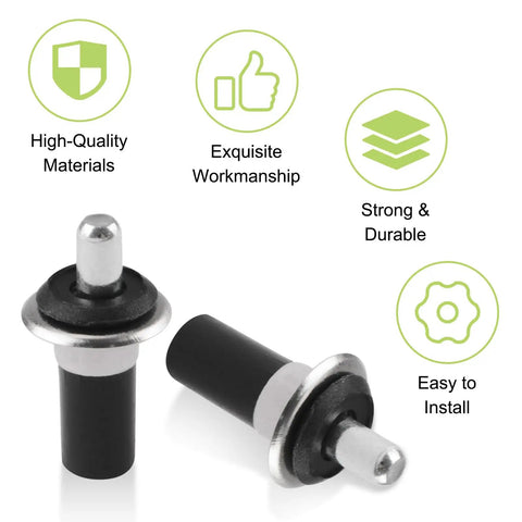 Top Notch 36 Piece Spring Loaded Repair Pins For Cabinet Doors And Furniture Hinges Featuring Heavy Duty Iron And Plastic Build That Makes Quick Damper Replacement A Total Breeze Without Sweat, showcasing durable black and silver pins.