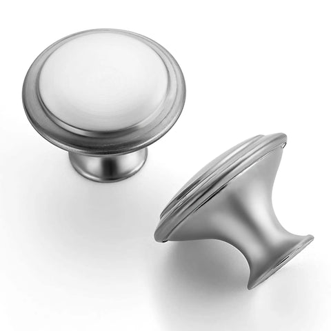 40 Pack Brushed Nickel Cabinet Knobs One And One Quarter Inch Round Drawer Pulls Satin Stainless Steel Drawer Handles