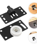 8 Pairs Black Carbon Steel Sliding Door Wheels For Closets And Wardrobes Rock Solid Heavy Duty Cabinet Pulleys Built Damn Tough With Smooth Gliding Performance Runs Like A Dream Daily, black metal and white roller wheel set