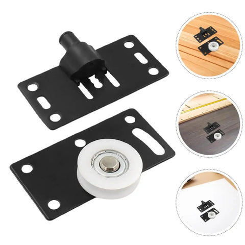 8 Pairs Black Carbon Steel Sliding Door Wheels For Closets And Wardrobes Rock Solid Heavy Duty Cabinet Pulleys Built Damn Tough With Smooth Gliding Performance Runs Like A Dream Daily, black metal and white roller wheel set