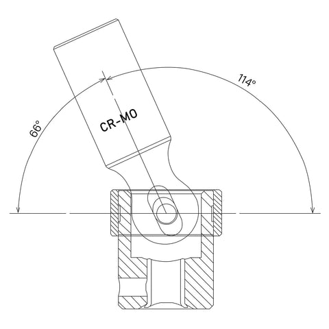 Diagram of CR-MO steel flex socket head for 360-degree angles in Three Eighths Inch Drive Deep And Standard Universal Impact Socket Set