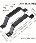 6.1 Inch Matte Black Sliding Barn Door Handle Pull 2 Pack Heavy Duty Zinc Alloy For Cabinet Drawer Dresser Closet No Drill Install Easy Mount Rustproof