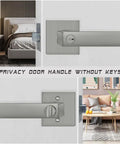Six Pack Privacy Square Door Levers In Brushed Nickel Finish Keyless Privacy Locks With Thumb Turn Heavy Duty Interior Door Knobs