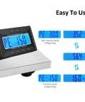 Commercial Grade Digital Shipping Scale With Wireless Display And Bullyproof Stainless Steel Platform 992 Lb Heavy Duty Postal Scale showing LCD readings.