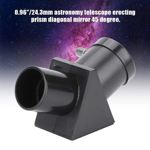 45 Degree Telescope Eyepiece Diagonal Prism for Refracting Telescopes 0.96 Inch 24.3mm Erecting Mirror displayed against starry sky
