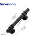 Dimensions diagram of 25 Pack 5 Inch Length Matte Black Cabinet Pulls With Round Base For Kitchen Cabinets And Drawers, 3 Inch Hole Center