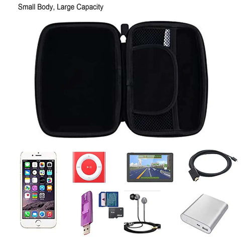 Kickass Heavy Duty Hard Shell GPS Carry Case With Roomy Mesh Pouch For 5 To 6 Inch Garmin Drive And TomTom Navigators open view with organized storage.