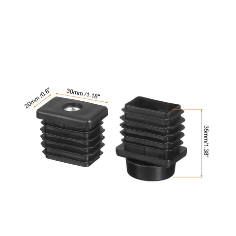 Detailed view of Four Pack Adjustable Furniture Levelers For Tables And Chairs Plastic 20x30mm Rectangle Tube Insert