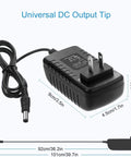 Universal AC DC Power Adapter For Yamaha MM6 MM8 Keyboard Workstation showing dimensions and plug type