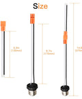 Six Pack E26 Light Socket Adapter Pigtail For LED Ceiling Downlights showing three sizes with orange connectors and black base