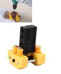 Mini Table Vise Clamp Drill Press Jig for Small Projects holding a round object, compact lightweight aluminum alloy