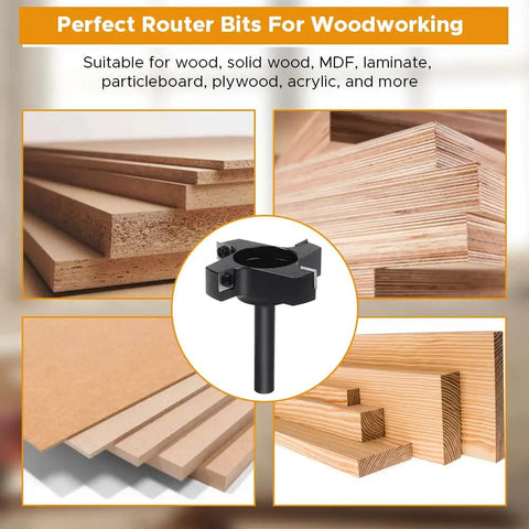 Half Inch Shank CNC Spoilboard Surfacing Router Bit With Three Inch Cutting Diameter Four Wing Design and Replaceable Carbide Inserts over various wood types