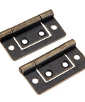 Top Shelf 2 Piece Antique Bronze Butt Hinges 38X20MM Decorative Cabinet Drawer Hardware For Wooden Boxes And Closets, featuring flush back design.