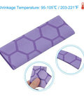 Rock Solid Heat Shrink Handles Four Pack Non Slip Pe Grip Wrap For Kitchen Chef Knives Quick Heat Butter Smooth Cushion Anti Slide Cover Purple Hive Design showing textured purple sleeve.