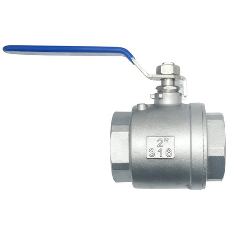 2 Inch NPT Female Full Port Ball Valve With 316 Stainless Steel Body And Vinyl Handle Beefy Built Tough For Real World Use
