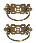 Antique Brass Vintage Style Pull Handles Set for Bookcases and Wardrobes, 2 Pieces with Screws, in Rustic Bronze Finish
